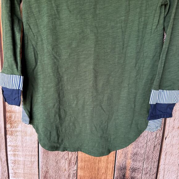 Anthropologie Little Yellow Button Top Henley 3/4 Sleeve XS Green NWT Basic - Picture 4 of 9